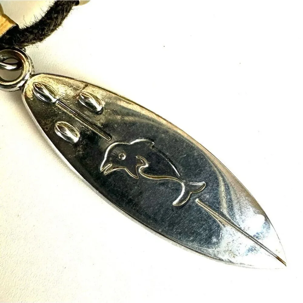 Abalone Paua Shell Yin Yang Surfboard Pendant Necklace